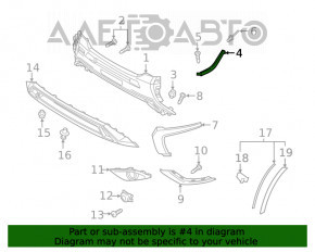 Moldura cromată a barei de protecție față stânga sus Mitsubishi Outlander 16-21 restilizat.