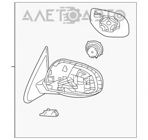 Oglindă laterală stângă Mitsubishi Outlander 16-21, neagră, cu reglare electrică