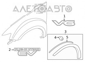 Capacul aripii fata stanga pentru Mitsubishi Outlander 14-21 pe bara de protectie