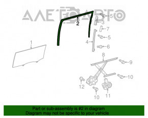Уплотнитель стекла задний правый Toyota Sienna 11-20