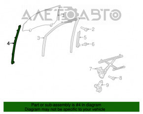 Направляющая стекла двери передней правой Toyota Sienna 11-20 длинная