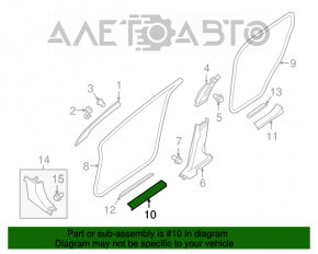 Capac prag interior dreapta fata Nissan Murano z52 15-16, neagra, 2 benzi, uzata