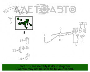 Mecanismul manetei ușii din spate stânga pentru Lexus RX350 RX450h 16-22