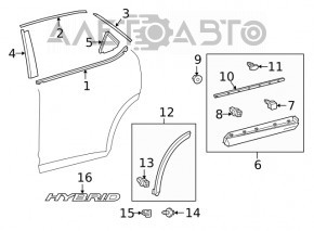 Ușă-sticlă turnare central spate dreapta Lexus RX350 RX450h 16-22 nou original OEM