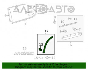 Capacul arcului ușii din spate dreapta de jos pentru Lexus RX350 RX450h 16-22 zgârieturi.