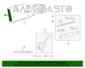 Panoul lateral din spate dreapta al ușii Lexus RX350 RX450h 16-22, nou, original OEM