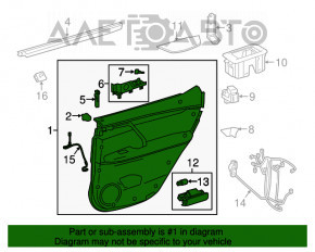 Capacul usii cardul din spate dreapta pentru Lexus RX350 RX450h 16-17, piele, negru cu insertie gri.