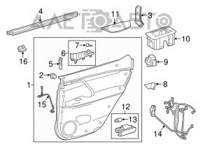 Capacul usii cardul din spate dreapta pentru Lexus RX350 RX450h 16-17, piele, negru cu insertie gri.