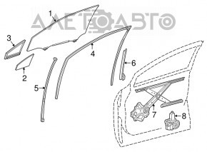 Geam ghidaj ușă față stânga Lexus RX350 RX450h 16-22