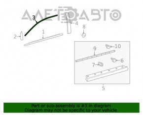 Moldura ușii din față dreapta superioară pentru Lexus RX350 RX450h 16-22, nouă, originală OEM.