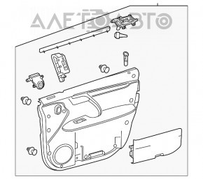 Capacul usii, cartela frontala dreapta Lexus RX350 RX450h 16-17 piele, neagra cu insertie gri.