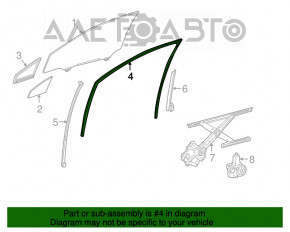 Уплотнитель стекла передний правый Lexus RX350 RX450h 16-22