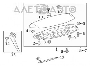 Spoiler portbagaj stânga Lexus RX350 RX450h 16-22 negru lucios