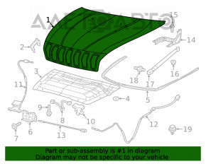 Capota goală Jeep Cherokee KL 14-18 din aluminiu nou, neoriginal.