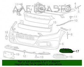 Grila bara dreapta Dodge Dart 13-16 sub faruri, cu suportul de prindere rupt