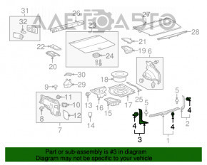 Capacul portbagajului stânga Lexus RX350 RX450h 10-15 gri, ușor uzat.