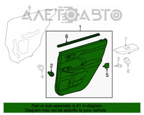 Capacul ușii cardului din spate dreapta Toyota Highlander 14-16 gri, defect