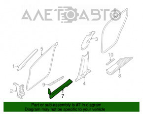 Capac prag interior dreapta fata pentru Nissan Pathfinder 13-20, neagra, uzata.