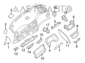 Накладка колени водителя Nissan Pathfinder 13-20 черн