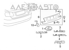 Capacul portbagajului pentru Lexus LS460 LS600h 07-09 cu suportul pentru camera rupt, taiat.