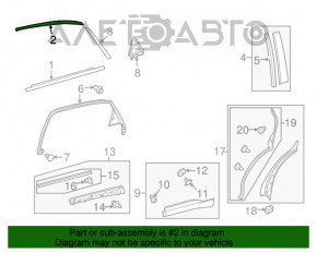 Garnitură ușă spate dreapta superioară Lexus RX350 RX450h 10-15 crom