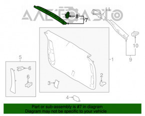 Capac portbagaj superior Toyota Highlander 14-19 bej, plasticul a devenit alb.