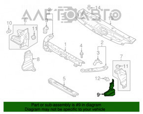 Deflector radiator stânga Mitsubishi Outlander 14-20 inferioară 2.4, 3.0 nou OEM original