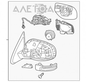 Oglindă laterală stângă Mitsubishi Outlander 14-15 pre-restilizare, 7 pini, semnalizator, grafit