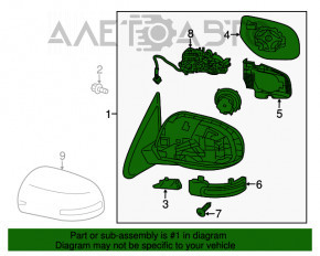 Oglindă laterală stângă Mitsubishi Outlander 14-15 pre-restilizare, 7 pini, semnalizator, grafit