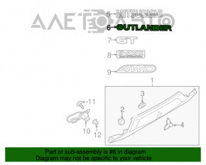 Emblema cu inscripția Outlander pentru capacul portbagajului Mitsubishi Outlander 14-21