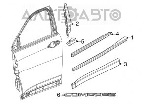 Молдинг дверь-стекло центральный передний правый Jeep Compass 17- мат