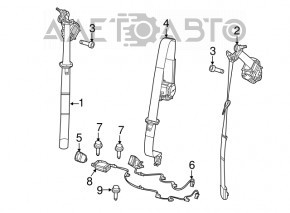 Ремень безопасности задний правый Jeep Compass 17- чёрн