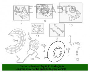 Placă de frână spate dreapta Jeep Compass 17- 280/12mm