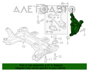 Цапфа передняя левая Jeep Compass 17- awd алюминий