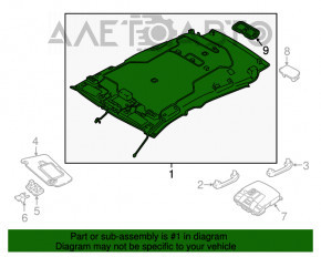 Acoperirea tavanului pentru Infiniti QX30 17- fără plafon panoramic, negru