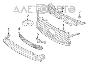 Grila radiator Infiniti QX30 17- pentru senzori parcare nou original