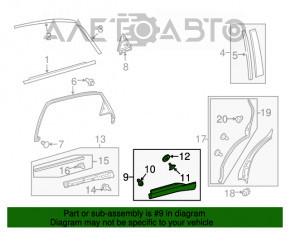 Capac usa exterioara inferioara dreapta spate pentru Lexus RX350 10-15 cu crom, zgarieturi