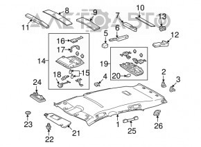 Acoperirea tavanului pentru Lexus RX350 RX450h 10-15 fără panoramică, gri, pentru curățare