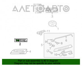 Emblema cu inscripția "Toyota" de pe ușa portbagajului Toyota Sequoia 08-16