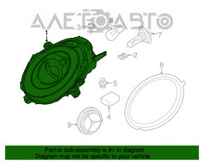 Far stânga față Mini Cooper F56 3d 14-19 gol, halogen, alb, fără ornament