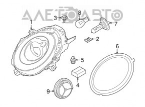 Far stânga față Mini Cooper F56 3d 14-19 gol, halogen, alb, fără ornament