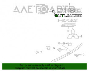 Эмблема надпись OUTLANDER двери багажника Mitsubishi Outlander Sport ASX 10-