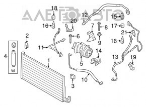 Radiatorul condensatorului de aer condiționat Mini Cooper Countryman R60 10-16 are un șurub rupt.