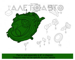 Фара передняя левая Mini Cooper Countryman R60 10-16 голая галоген, желтый поворотник, скол, под полировку