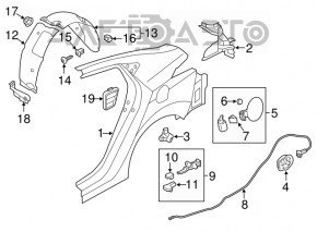 Aripa spate dreapta a un sfert Hyundai Elantra UD 11-16.