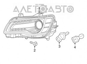 Фара передняя левая голая Chrysler 300 12-14 дорест галоген светлая