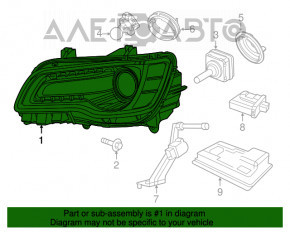 Far stânga față asamblată Chrysler 300 13-14 pre-restilizare xenon întunecat