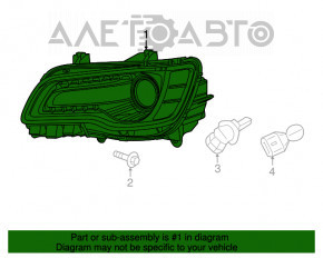 Farul din față dreapta gol Chrysler 300 12-14 pre-restilizare halogen întunecat