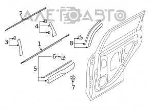 Garnitură ușă-sticlă spate centrală stânga Subaru Forester 19- SK negru.