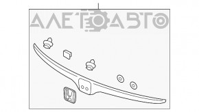 Молдинг двери багажника верхний Honda CRV 17-19 хром, с эмблемой